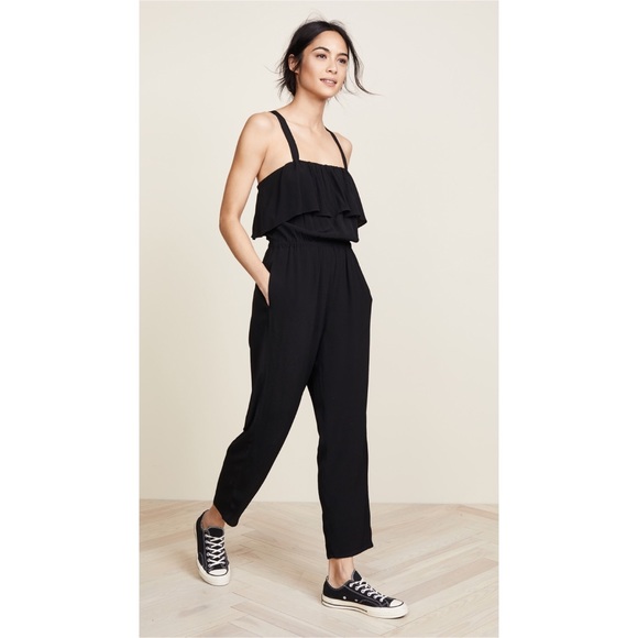madewell apron ruffle jumpsuit